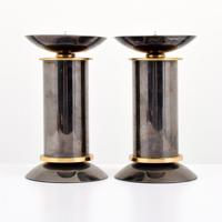 Pair of Karl Springer Gunmetal Candlesticks - Sold for $1,125 on 04-23-2022 (Lot 23).jpg